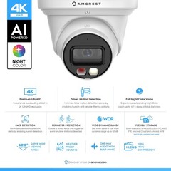 Amcrest 4K POE AI IP Security Camera 8MP Turret Color Night Vision Warranty