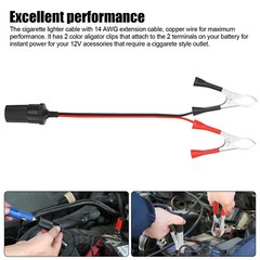 2X Car Battery Alligator Clamp Cable Clip Lot Cigarette Lighter Adapter Socket