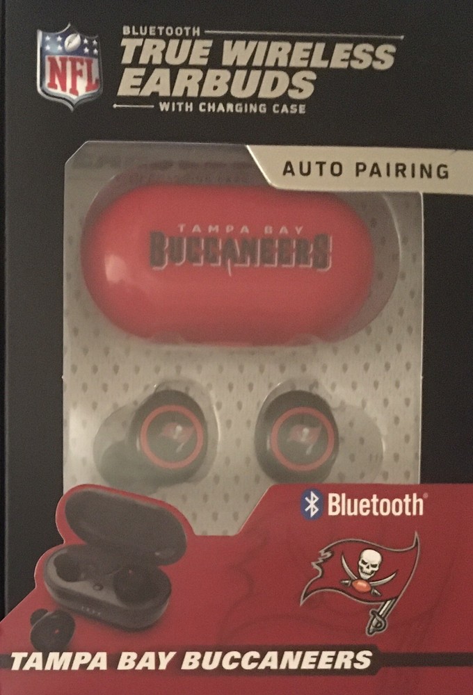 TAMPA BAY BUCCANEERS NFL BLUETOOTH PAIRING TRUE WIRELESS EARBUDS W/CHARGING CASE