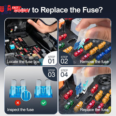 300Pcs Car Fuse Assortment Kit, 160 Mini Blade Fuses Automotive + 90 Standard Au