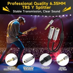 Togconn 2-Pack 1/4 inch TRS 2 Pack, 6.35mm Male to Dual Female