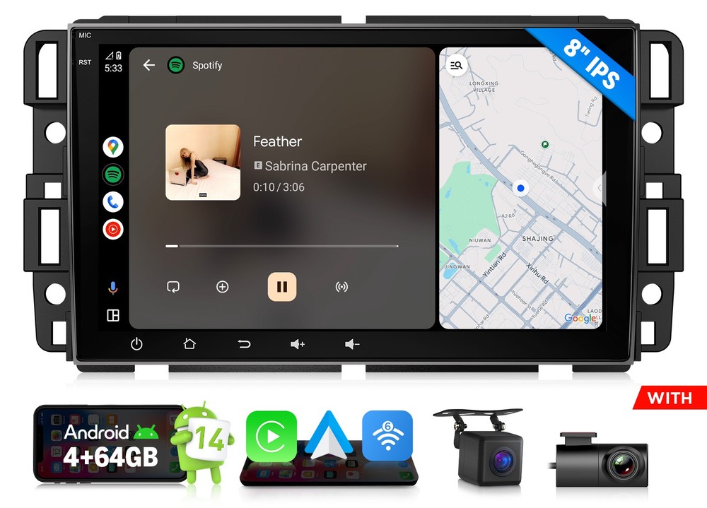 8 in Android 14 4+64 for Chevrolet/GMC 2007-2013 CarPlay Car Radio GPS Bluetooth