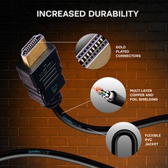 SatelliteSale Digital High-Speed 2.0 HDMI Cable PVC 2160p Black Cord