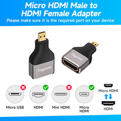 8K Micro HDMI to HDMI Adapter (2 Pack), HDMI Female to Micro HDMI Male HDMI 2.1