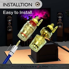 2 Pairs Gold Plated Audio Speaker 5mm Cable Binding Post Short Thread Terminals