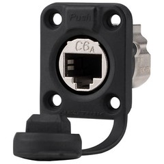 Neutrik NE8FDX-P6-W etherCON RJ45 Cat 6a Shielded Feed-Thru Connector – Nickel