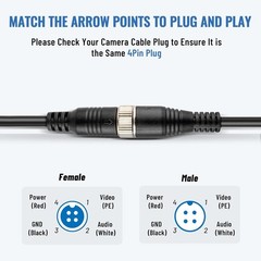 4 Pin Aviation Extension Cable (16/33/50/66FT) Backup Camera Cord Car Video Wire