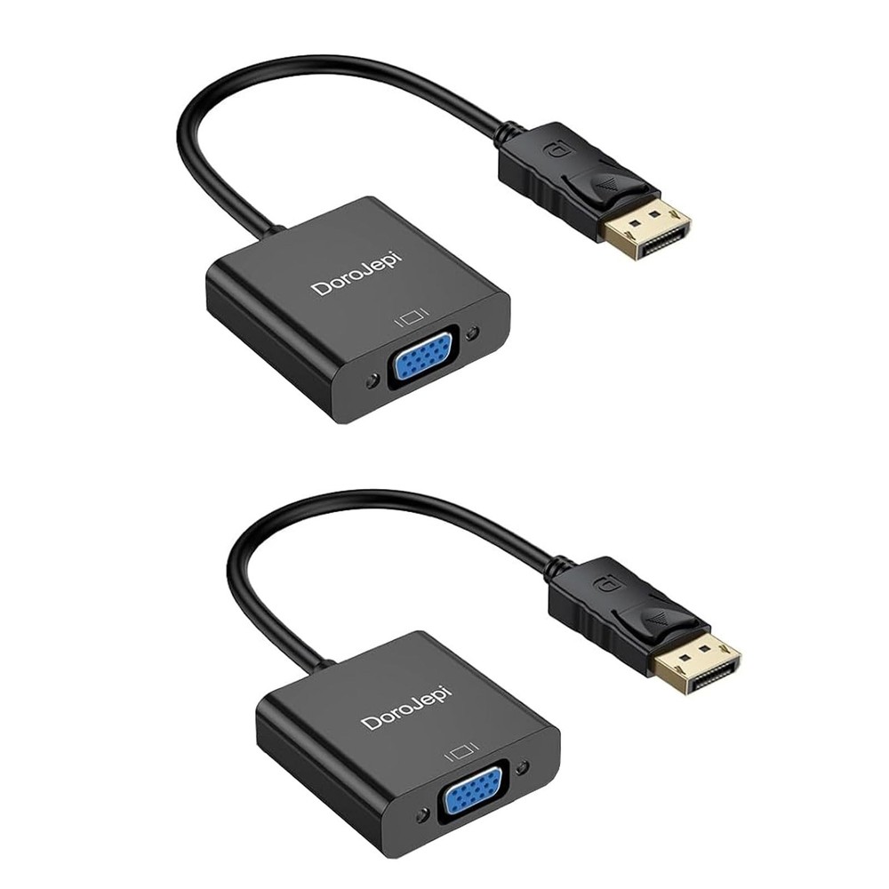 DisplayPort to VGA Adapter DP to VGA Male to Female 1080P Video Converter 2 PCS