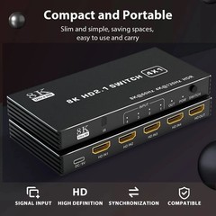 4 Port 8K HDMI 2.1 Switch 4 in 1 out 4K 120Hz HDR HDMI 2.1 Switcher 4X1 HDCP 2.3