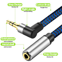 3.5Mm Male to Female Extension Stereo Audio Extension Cable 3FT, Cotton-Braided