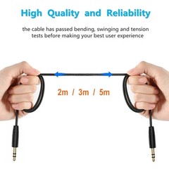2m Aux Cable 3.5mm Male to Male Audio Extension Cord Braided Gold-Plated For Car