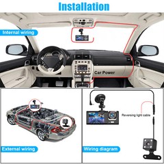 HD 1080P Dual Lens Car Dash Cam Front/Rear/Inside Video Recorder Camera G-Sensor