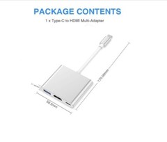 USB C to HDMI Adapter, 4K HDMI to USB-C Adapter with 60W PD & USB 3.0 Port Multi