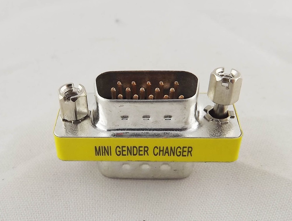 VGA/SVGA 15 Pin DB15 Male To Male Plug D-SUB 3 Rows Mini Gender Changer Adapter