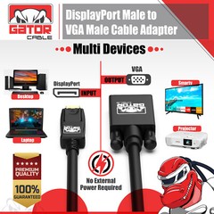 DisplayPort to VGA Cable Adapter For HDTV PC Desktop Monitor Video 4K 1080P 6FT