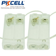 2pcs 2-AA Double A Battery Holder Case Box With Wire Leads & Cover & Switch