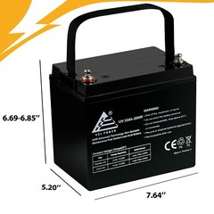 2 pack | 12V 33Ah AGM Sealed Lead Acid Battery Also Replaces 35Ah, 34Ah, 32Ah
