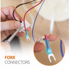 Heat Shrink Fork #10 M5 Stud Wire Spade Crimp Terminals 22-10AWG Connectors