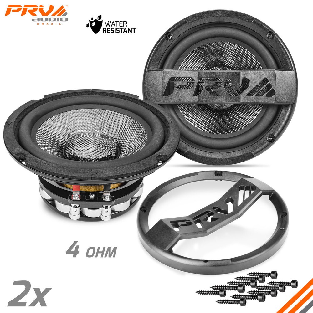2x PRV 6MR500CF-NDY-4 Carbon Fiber 6.5″ Midrange Bike Speakers 4Ω Waterproof