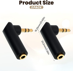 3.5Mm Angle Male to Female Audio Adapter, 2 Pcs 90 Degree 1/8 Inch TRS Male