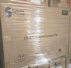 Sylvox 15.6″ Mini TV 12Volt TV 90° Flip Down ±45° Rotatable 1080P Kitchen Yacht