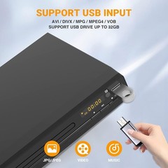 DVD Player, HDMI Region Free Players for Smart TV, 1080P Upscaling, Black
