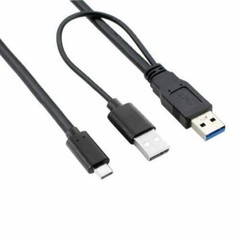 Type-C USB-C to USB 3.0 Male USB 2.0 Dual Power Data Y Cable for Laptop 5Gbps
