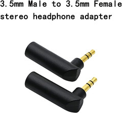 3.5mm Angle Male to Female Audio Adapter, 90 Degree Right Angle Gold-Plated TRS