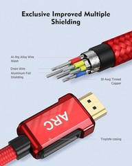 6.6ft 4K Arc HDMI Cable – 18Gbps Data Rate, HDR, Gold-Plated, Compatible