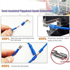 50pcs Vinyl Insulated Piggyback 6.3mm Spade Terminals 16-14AWG Wire Connector US