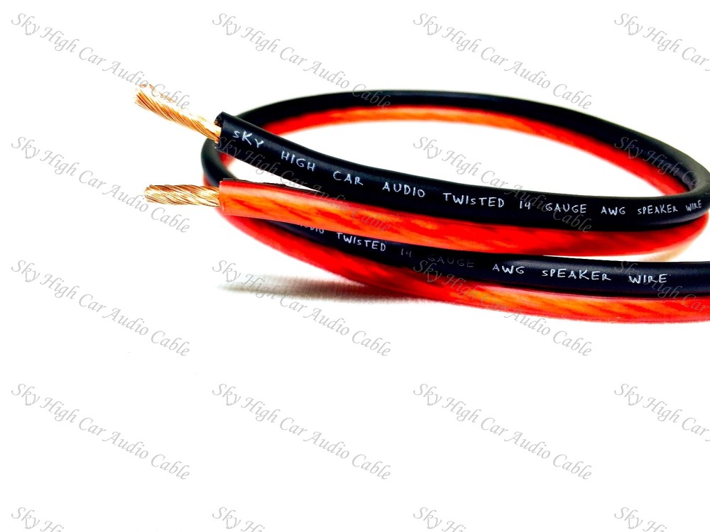25′ feet OFC TRUE 14 Gauge AWG RED/BK Speaker Wire Car Home Audio ft GA