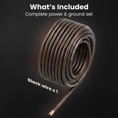 4 Gauge 25ft Black Automotive Wire – Copper Clad Aluminum Power/Ground Cable, Ca