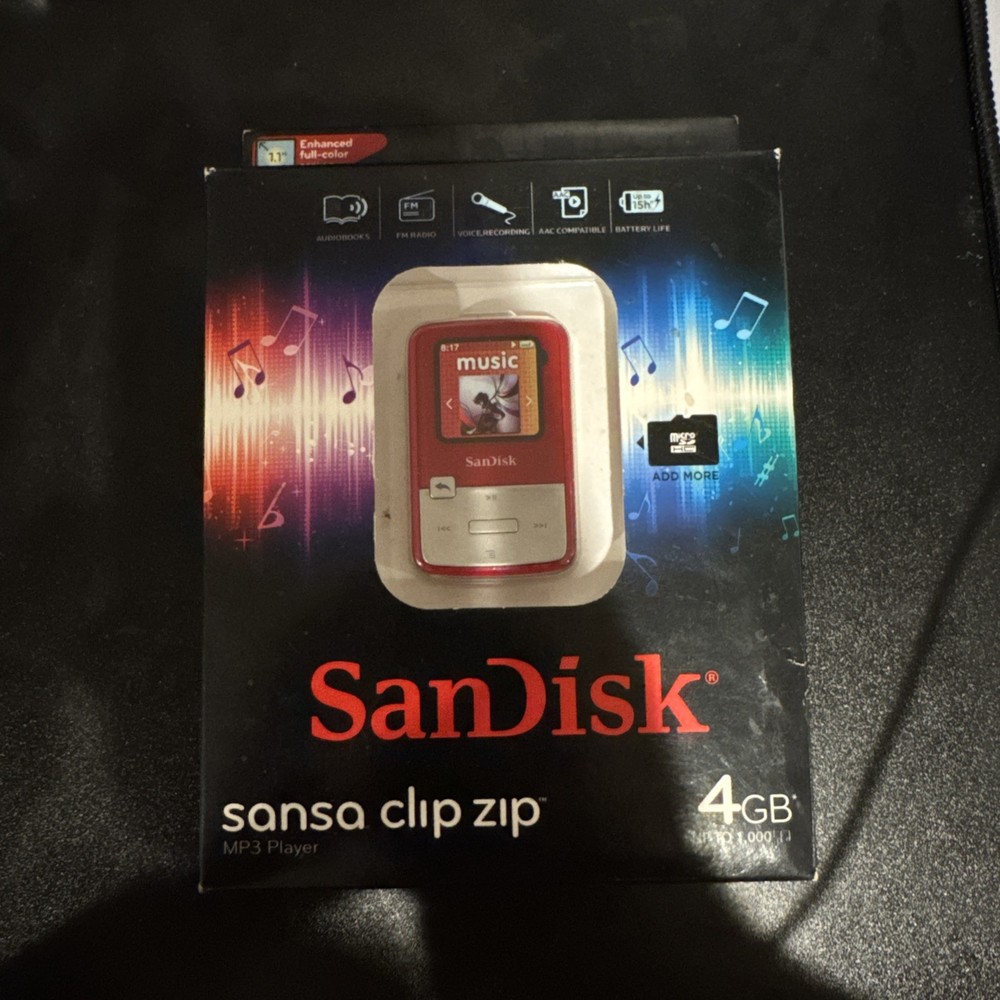 SANDISK Sansa Clip Zip 4GB MP3 Player – Jumpstart Red – Factory Sealed!