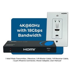 4K Wall Plate HDMI Extender over CAT 6/7upto 400 feet with HDBaseT(UHD-WPE400R-)