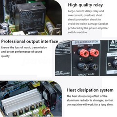 2000W 2CH bluetooth Power Amplifier Stereo Receiver Home Theater Audio Amp