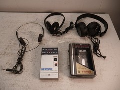 Vintage GE Walkman Portable Cassette Player-Am/Fm Radio Lot Sony Headphones