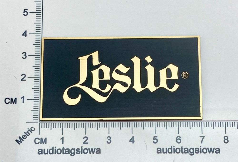 Leslie Custom Decal Black & Gold Incised Acrylic Self Stick