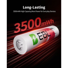 EBL Rechargeable 1.5V AA Lithium Batteries 3500mWh /USB Cable Li-ion Battery Lot