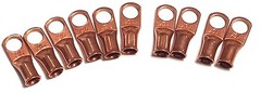 10 LOT 4 AWG Ring 3/8″ Hole Terminal Lug Bare PURE Copper Uninsulated 4 Gauge