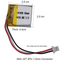 2pcs 3.7V 150mAh Li-Polymer Li Battery 402020 JST-SH 3Pin 1.0 For DashCam GPS