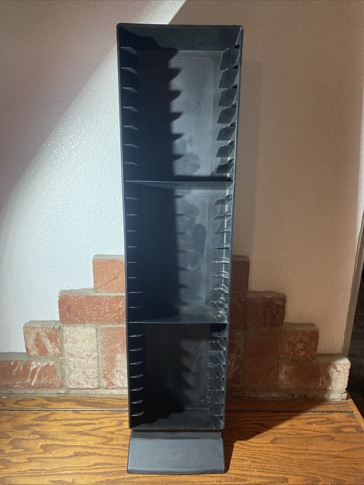 Vintage Laserline 25 VHS Tape Tower Storage Rack Black Plastic Video Movie Tower