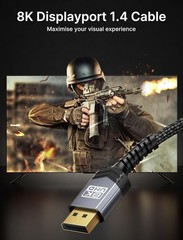 DisplayPort 1.4 Cable 10ft | 8K Gaming Support, FreeSync & G-Sync Compatible