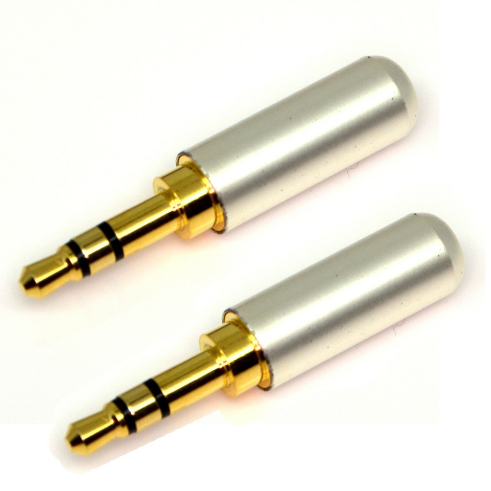 (2-PACK) 3.5mm Male Metal Audio Jack Plug Repair headphone Soldering 3-4 POLE
