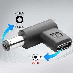 2PCS USB C Female to DC Male 5.5 x 2.1 mm Adapter 90 Degree Angled USB C to D…