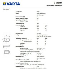 1pcs VARTA V500HT NiMH Battery 5183454AA 55750201501 600mAh 1.2V
