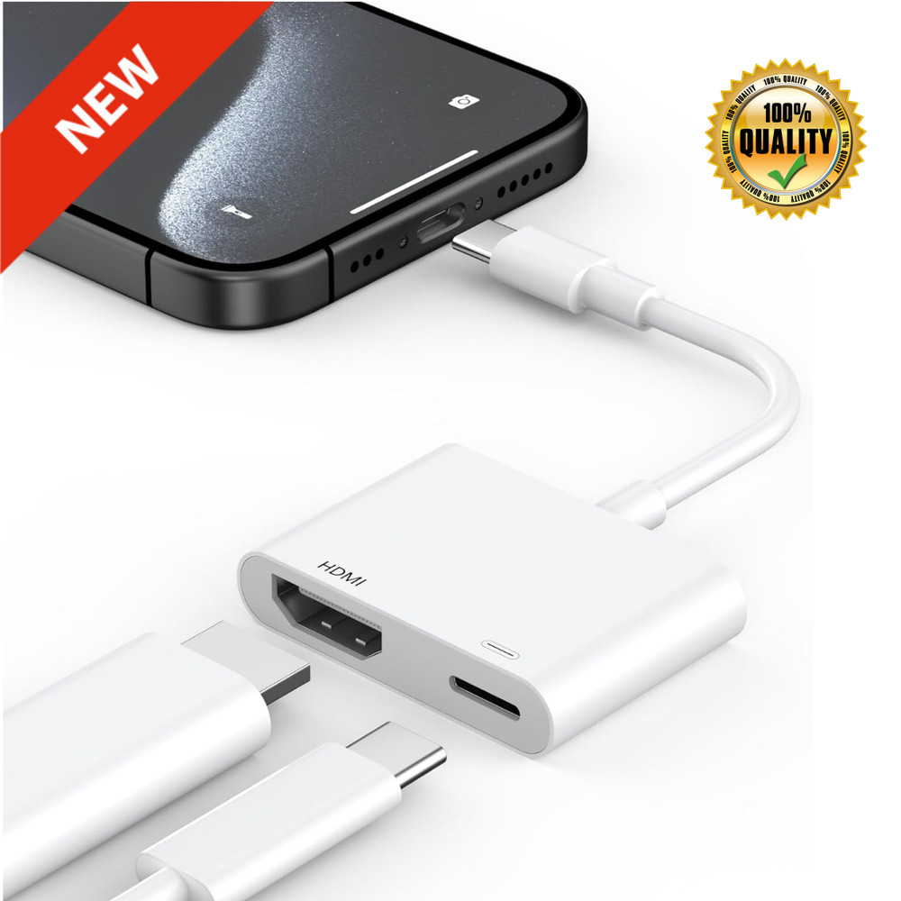 USB C/Type C to HDMI Adapter for iPhone 15 16 Ipad to TV 4K@60Hz, 100W Charging