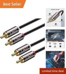 3ft Gold-Plated RCA Male to Male Audio Cable – Tangle-Free Stereo Performance
