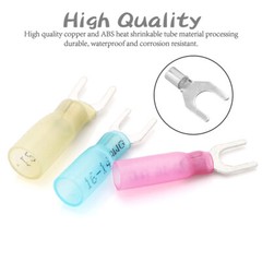 Heat Shrink Fork #10 M5 Stud Terminals Wire Spade Crimp Connectors 22-10AWG