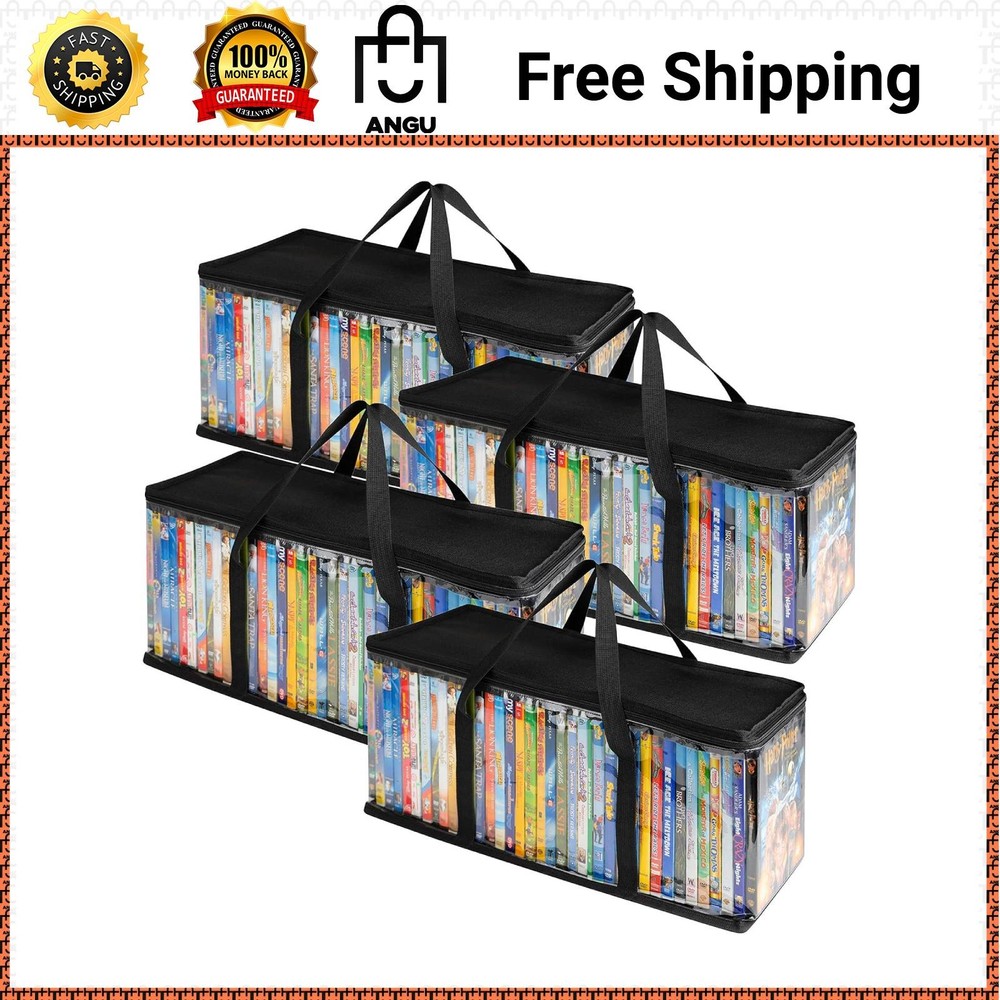 Stock Your Home DVD Storage Bags (Set of 4) Media Organizer Bag for DVDs, CDs,