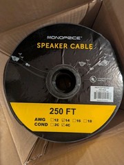 Monoprice Speaker Wire, CL2 Rated, 4-Conductor, 14AWG, 250ft, White